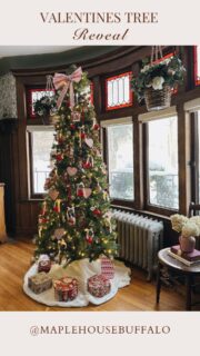 ❄️Growing up in Buffalo with long, cold, dreary and dark winters…my mom always decorated for Valentine’s Day after Christmas to add some cheer - and help keep away the inevitable winter blues. 
💘I’ve carried on this tradition with my boys and it’s something they truly enjoy. This is the first year I’ve created a Valentine’s tree and I plan to add a few more touches each year. 
A few tips to creating your own Valentine’s tree:
💗Keep any existing red or pink ornaments you have from your Christmas collection. 
♥️Keep any red or pink bows, tinsel, garland, etc you may have.
💗Check thrift stores for pretty red and pink tins and boxes to place at the bottom of your tree
♥️Have fun with DIY - my boys & I made the fabric bow and decoupaged wooden heart-shaped ornaments