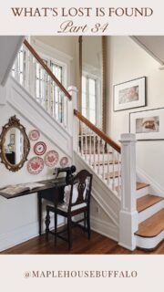 Red + white plate wall just in time for Valentine’s Day💌
That awkward nook beneath your staircase can be tough to style but there are so many possibilities!
♥️🤍I’ve collected these vintage plates over time - the two larger ones were found together - and I love how they coordinate even though they’re (mostly) different. 

#platewall #myvintagehome #thriftedfinds #grandstaircase #historichome