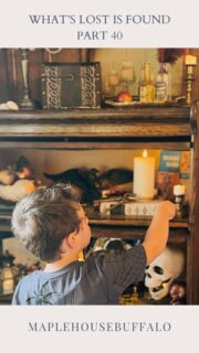 Part 40 - What’s Lost is Found
Revealing the fully decorated cabinet tomorrow 🏴‍☠️🪎
My top 8 items to thrift when you're creating a classy-vintage pirate Halloween vingette:
1. Maps
2. Colored glass bottles
3. Faux apples
4. Sea shells
5. Skulls
6. Ship artwork
7. Vintage hardcovers w/ creepy titles
8. Brass candlesticks & candelabras

-Ship art and antique ironstone pitcher from @heartsthriftstores 
-Vintage books inherited from my grandmother and sourced from estate sales
-Large seashell, brass ship art, skull, large vintage atlas sourced from @goodwillwny 
-Small & large amber bottles, rolled up maps and vintage wooden-etched treasure chest sourced from my mom marilynns_closet's basement