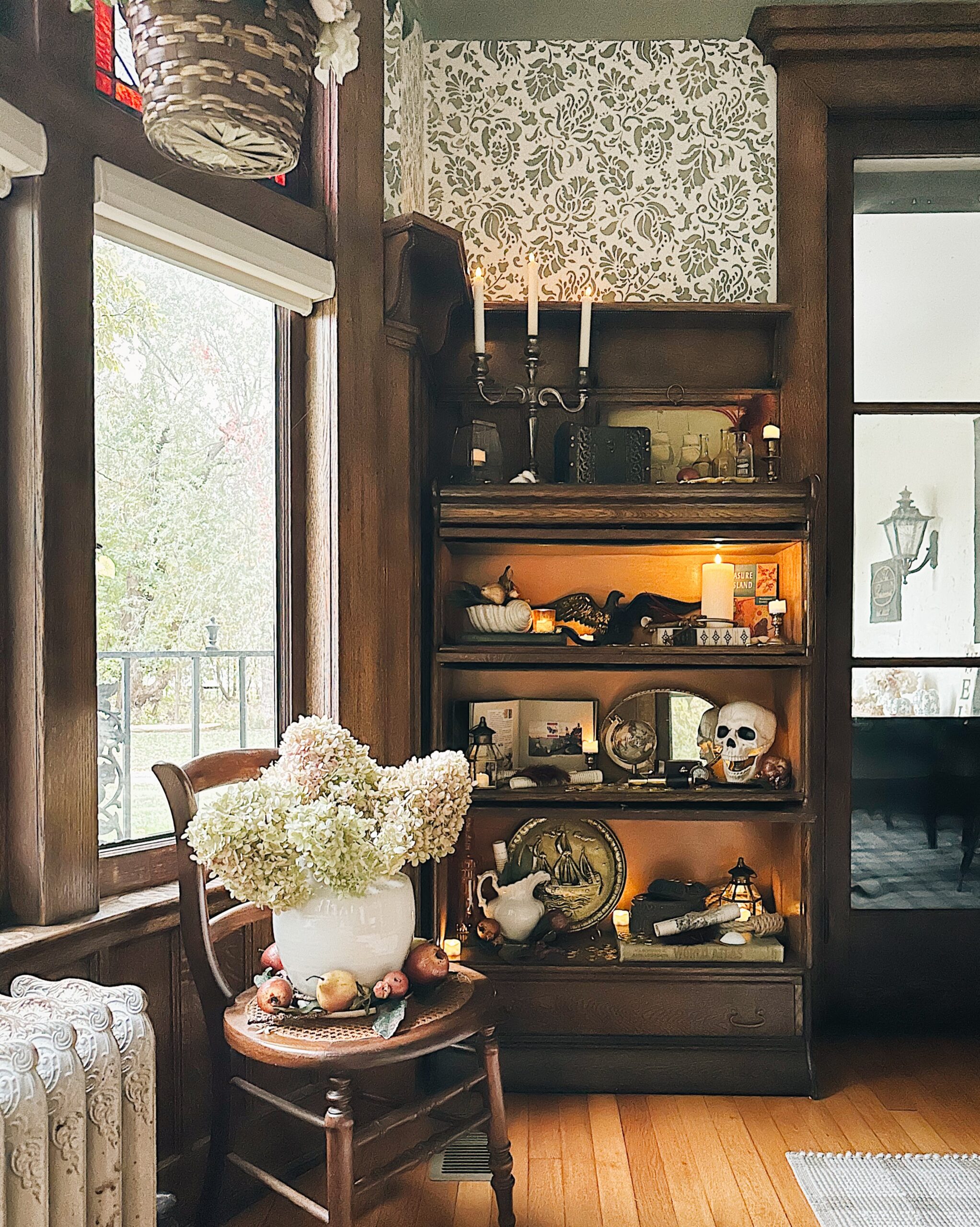 When you’re an SLP mom fueled by ADHD with a passion for vintage decor🏴‍☠️🪎☠️
🪎Most everything you see is sourced from estate sales, local thrift stores, my attic and my mom’s basement. My treasured antique banker’s cabinet was a very special gift from my best friend @jessicasmithjms and her mom 🥹🤎
🪎This year my speech team and I will be dressing as pirates for our school’s Halloween celebration because we love to teach the “arrr” sound 😂
👦🏼My youngest is also practicing his “r’s” so this was extra special for him 
📽️Last week, I shared a reel (What’s Lost is Found, Part 40) breaking down the major items/themes to look for while you’re out thrifting to create this look. Head to my feed to check it out. 

Next week I’ll continue to share more of my traditional fall styling around our home. If you love this sort of content, feel free to follow along with me, Kristen, @maplehousebuffalo 🍁

#vintagehalloween #classichalloween #historicbuffalony #antiquecabinet #bryanscozycorner
